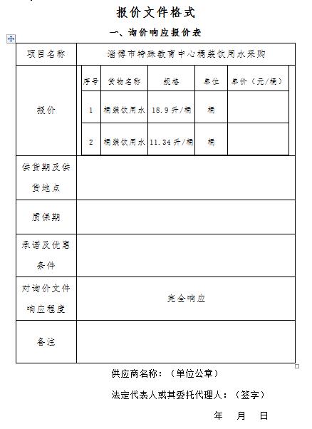 淄博市特殊教育中心桶裝飲用水采購詢價(jià)通告